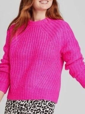 a new day Hot Pink Chunky Crewneck Sweater